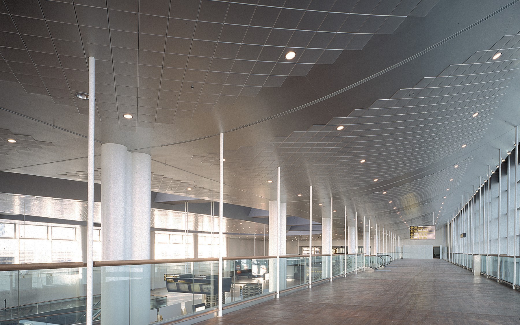 Copenhagen, CPH Airport. Clip-in Tile bevelled edge ceiling.